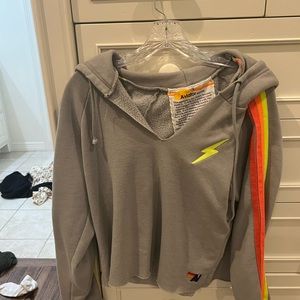 Aviator Nation Rainbow Stripe Pullover Hoodie